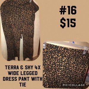 Terra & Sky Wide Leg Dress Pant with Tie